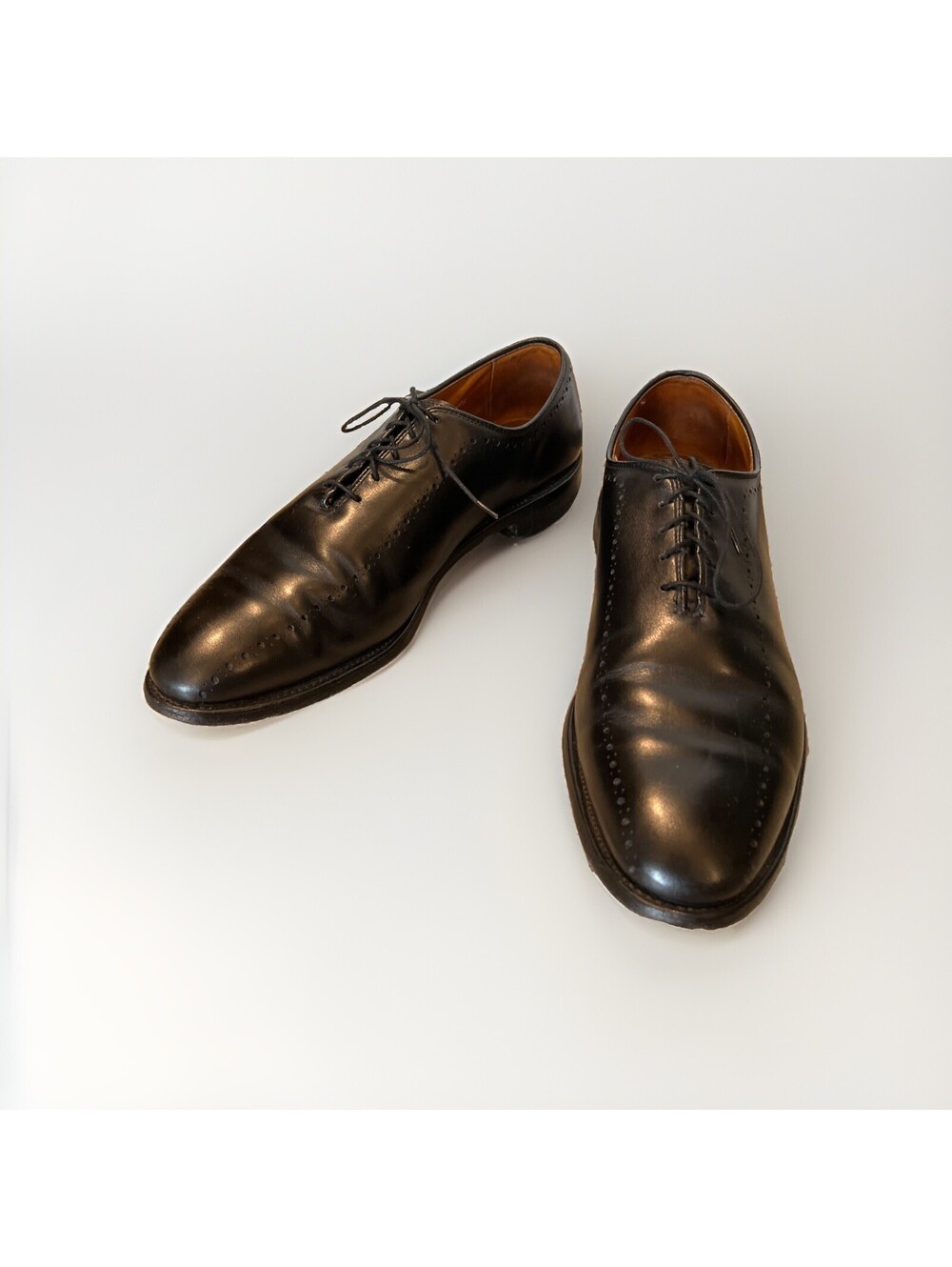 ALLEN EDMONDS HASTINGS SIZE 13D MENS BLACK OXFORD SHOES BROGUE DETAILS